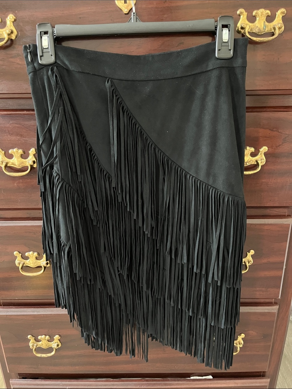 Idyllwind Black Asymmetrical Fringe Skirt